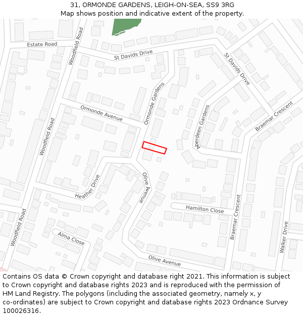 31, ORMONDE GARDENS, LEIGH-ON-SEA, SS9 3RG: Location map and indicative extent of plot