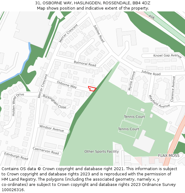 31, OSBORNE WAY, HASLINGDEN, ROSSENDALE, BB4 4DZ: Location map and indicative extent of plot