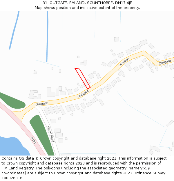 31, OUTGATE, EALAND, SCUNTHORPE, DN17 4JE: Location map and indicative extent of plot