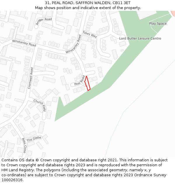31, PEAL ROAD, SAFFRON WALDEN, CB11 3ET: Location map and indicative extent of plot