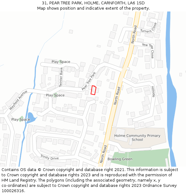 31, PEAR TREE PARK, HOLME, CARNFORTH, LA6 1SD: Location map and indicative extent of plot