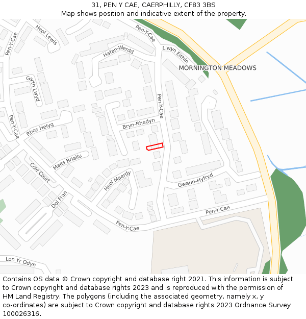 31, PEN Y CAE, CAERPHILLY, CF83 3BS: Location map and indicative extent of plot