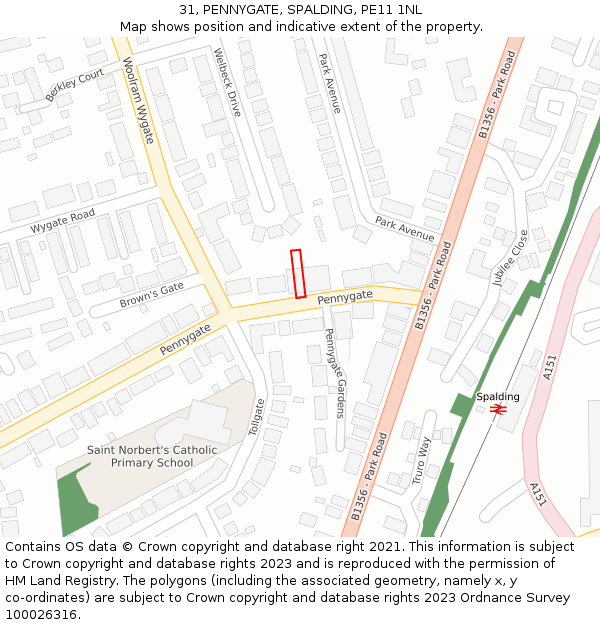 31, PENNYGATE, SPALDING, PE11 1NL: Location map and indicative extent of plot