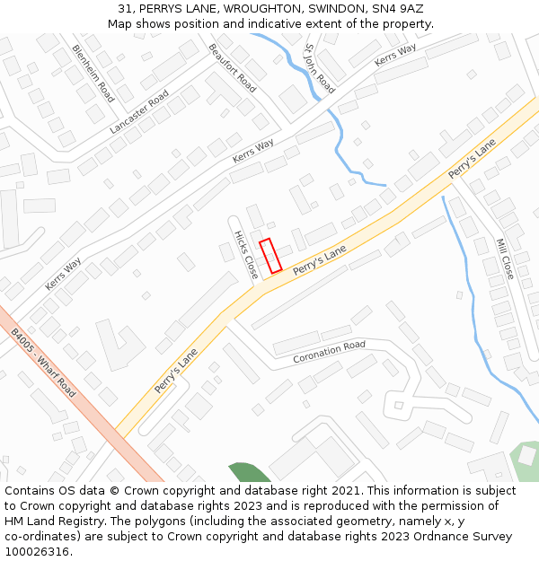 31, PERRYS LANE, WROUGHTON, SWINDON, SN4 9AZ: Location map and indicative extent of plot