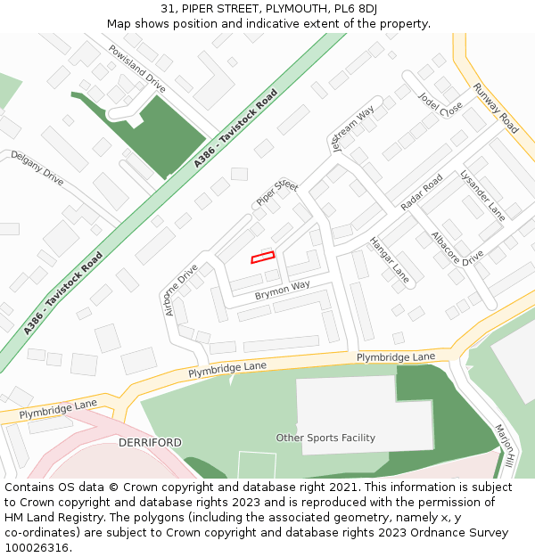 31, PIPER STREET, PLYMOUTH, PL6 8DJ: Location map and indicative extent of plot