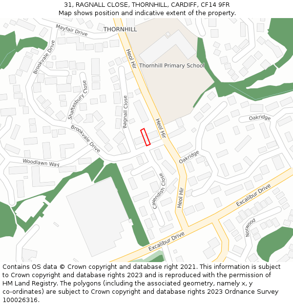 31, RAGNALL CLOSE, THORNHILL, CARDIFF, CF14 9FR: Location map and indicative extent of plot