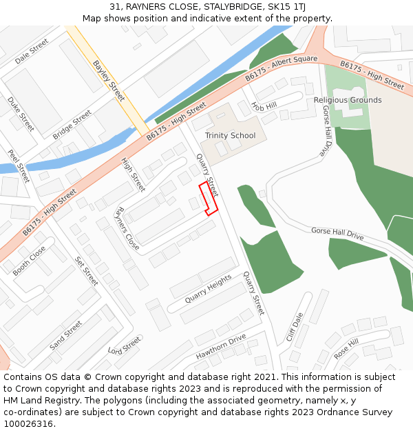 31, RAYNERS CLOSE, STALYBRIDGE, SK15 1TJ: Location map and indicative extent of plot