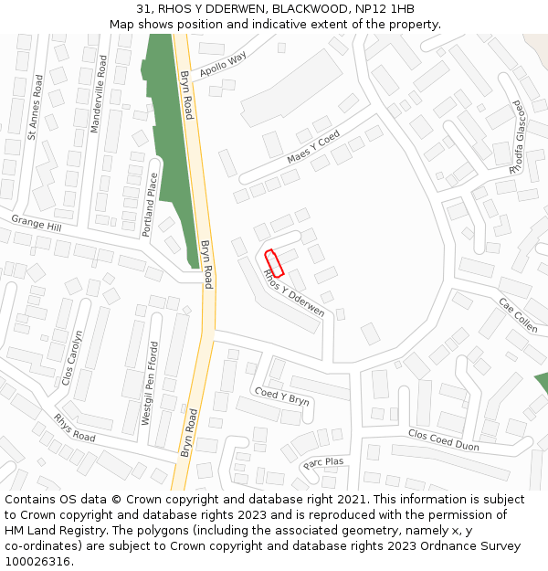 31, RHOS Y DDERWEN, BLACKWOOD, NP12 1HB: Location map and indicative extent of plot