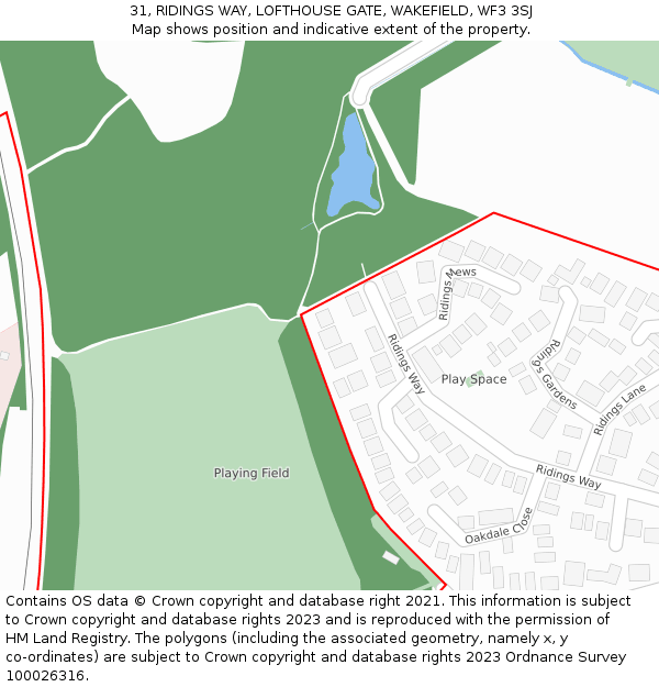 31, RIDINGS WAY, LOFTHOUSE GATE, WAKEFIELD, WF3 3SJ: Location map and indicative extent of plot