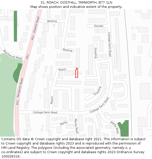 31, ROACH, DOSTHILL, TAMWORTH, B77 1LN: Location map and indicative extent of plot