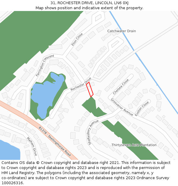 31, ROCHESTER DRIVE, LINCOLN, LN6 0XJ: Location map and indicative extent of plot