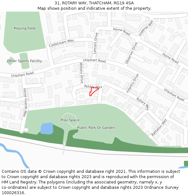 31, ROTARY WAY, THATCHAM, RG19 4SA: Location map and indicative extent of plot