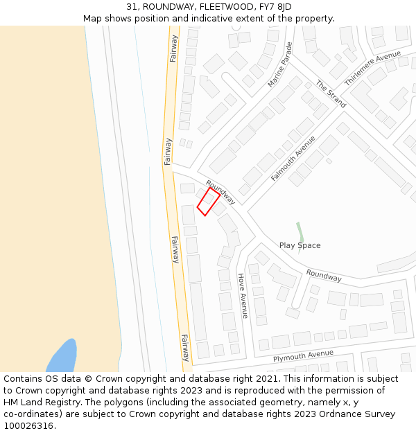 31, ROUNDWAY, FLEETWOOD, FY7 8JD: Location map and indicative extent of plot