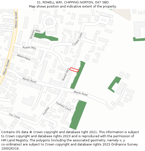 31, ROWELL WAY, CHIPPING NORTON, OX7 5BD: Location map and indicative extent of plot