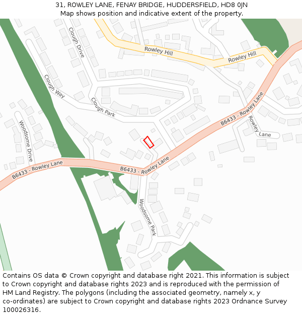 31, ROWLEY LANE, FENAY BRIDGE, HUDDERSFIELD, HD8 0JN: Location map and indicative extent of plot