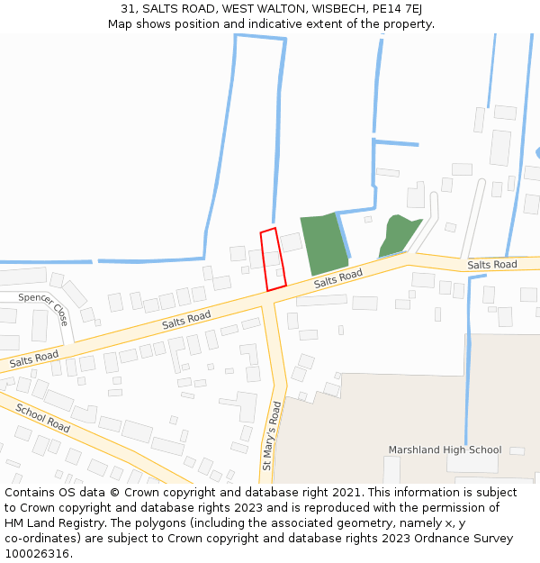 31, SALTS ROAD, WEST WALTON, WISBECH, PE14 7EJ: Location map and indicative extent of plot