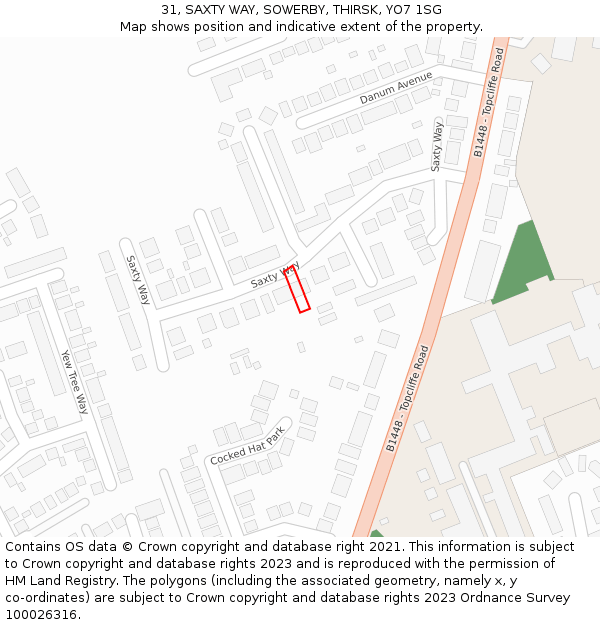 31, SAXTY WAY, SOWERBY, THIRSK, YO7 1SG: Location map and indicative extent of plot