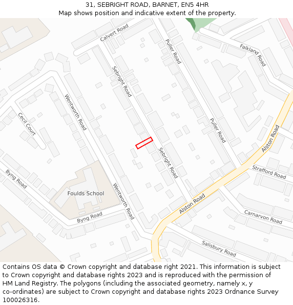 31, SEBRIGHT ROAD, BARNET, EN5 4HR: Location map and indicative extent of plot