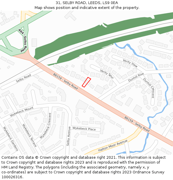31, SELBY ROAD, LEEDS, LS9 0EA: Location map and indicative extent of plot