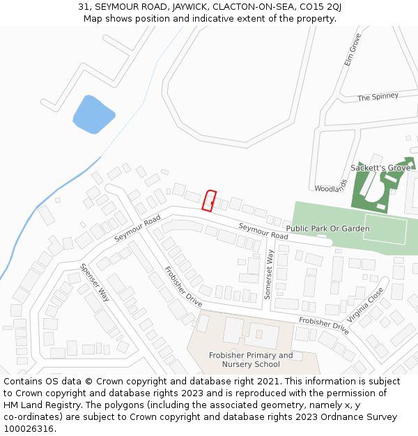 31, SEYMOUR ROAD, JAYWICK, CLACTON-ON-SEA, CO15 2QJ: Location map and indicative extent of plot