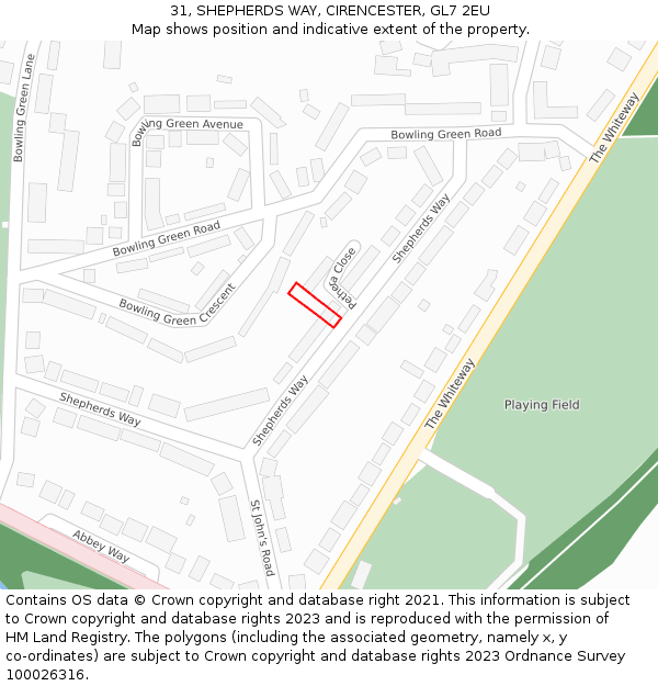 31, SHEPHERDS WAY, CIRENCESTER, GL7 2EU: Location map and indicative extent of plot