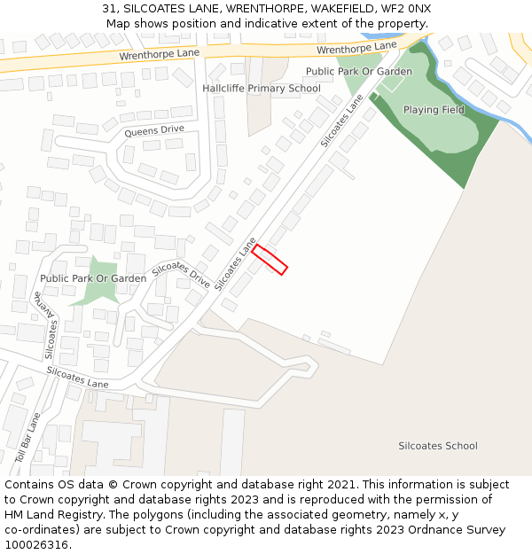 31, SILCOATES LANE, WRENTHORPE, WAKEFIELD, WF2 0NX: Location map and indicative extent of plot