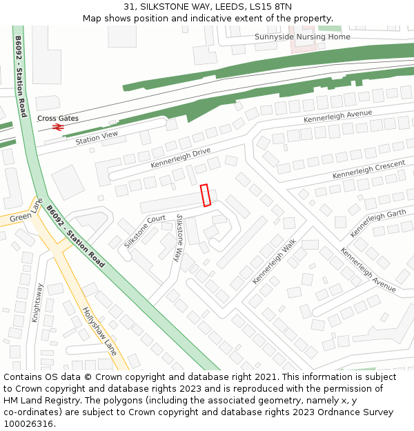 31, SILKSTONE WAY, LEEDS, LS15 8TN: Location map and indicative extent of plot