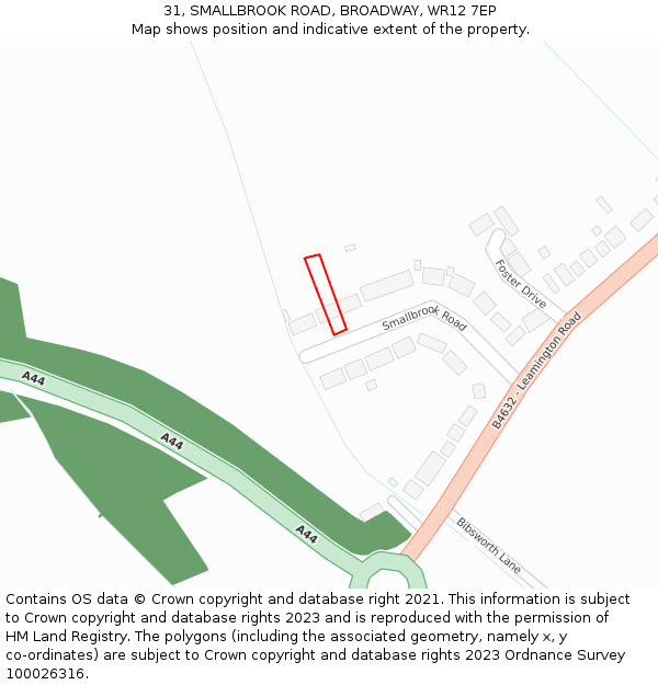 31, SMALLBROOK ROAD, BROADWAY, WR12 7EP: Location map and indicative extent of plot