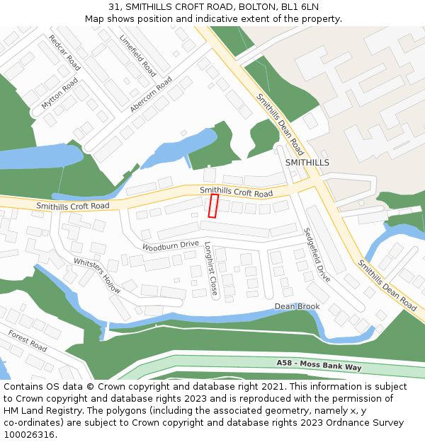 31, SMITHILLS CROFT ROAD, BOLTON, BL1 6LN: Location map and indicative extent of plot