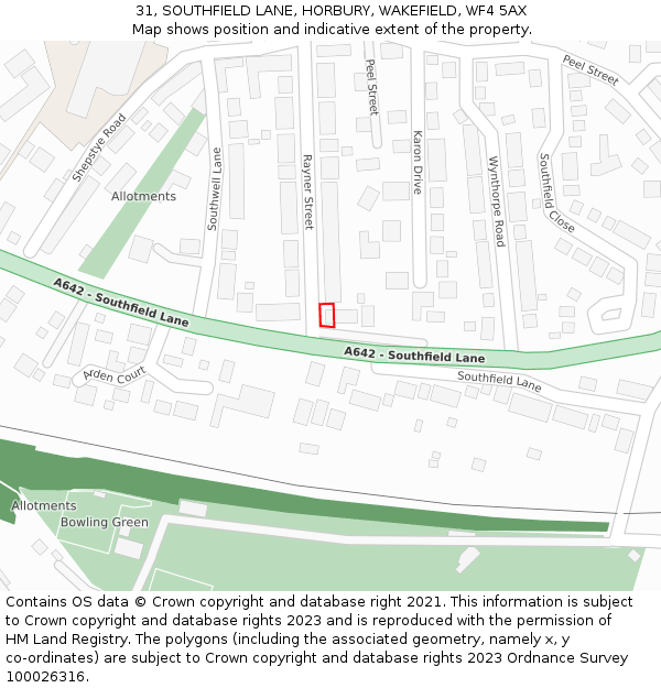 31, SOUTHFIELD LANE, HORBURY, WAKEFIELD, WF4 5AX: Location map and indicative extent of plot