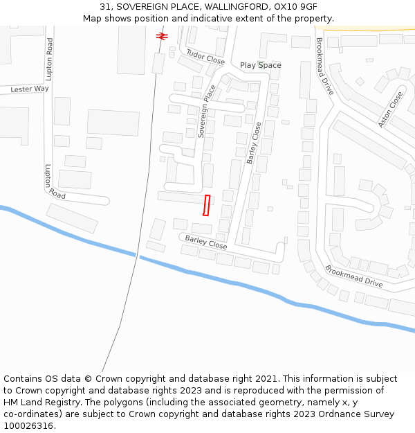 31, SOVEREIGN PLACE, WALLINGFORD, OX10 9GF: Location map and indicative extent of plot