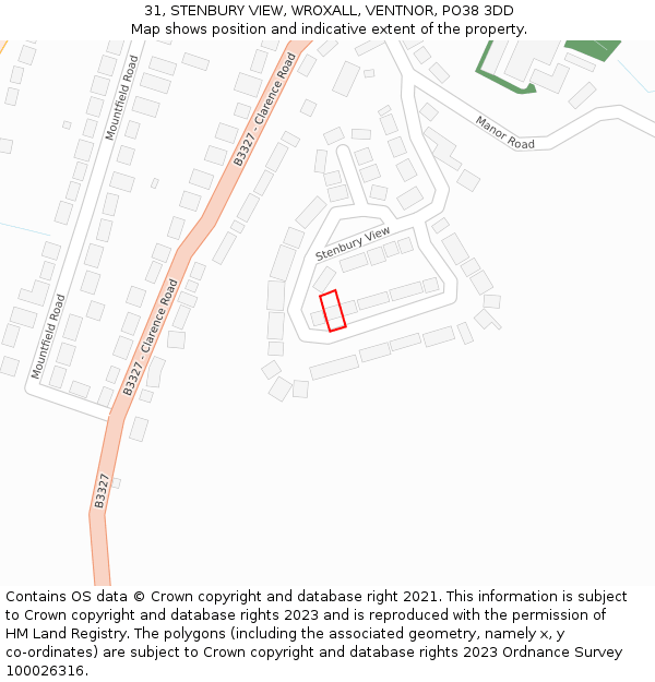 31, STENBURY VIEW, WROXALL, VENTNOR, PO38 3DD: Location map and indicative extent of plot