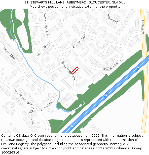 31, STEWARTS MILL LANE, ABBEYMEAD, GLOUCESTER, GL4 5UL: Location map and indicative extent of plot