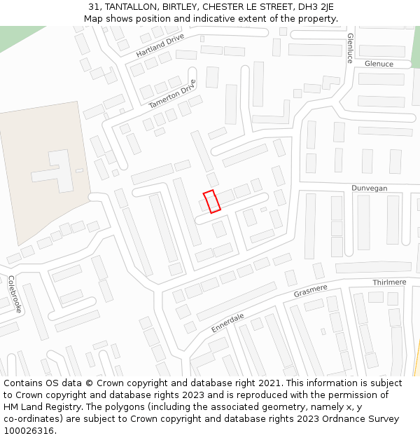 31, TANTALLON, BIRTLEY, CHESTER LE STREET, DH3 2JE: Location map and indicative extent of plot