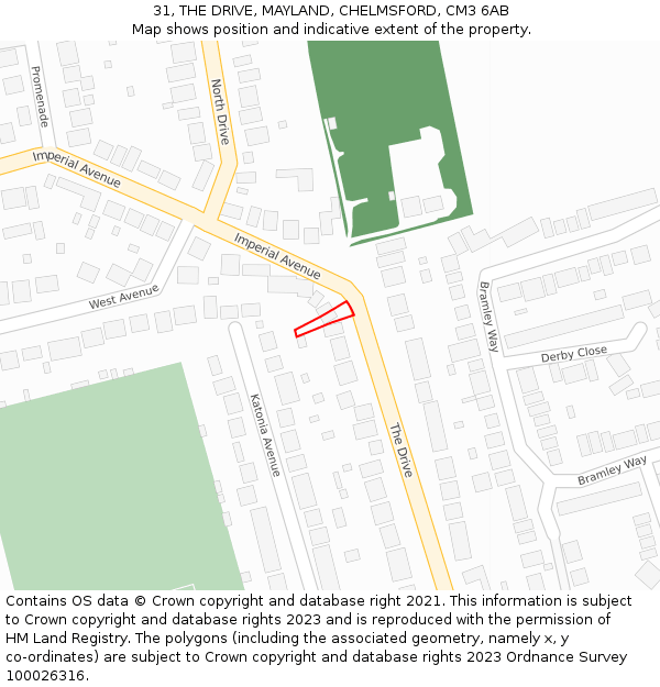 31, THE DRIVE, MAYLAND, CHELMSFORD, CM3 6AB: Location map and indicative extent of plot