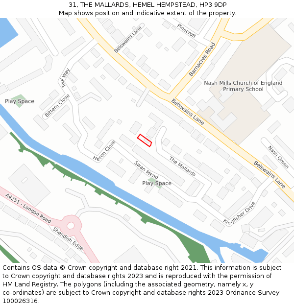 31, THE MALLARDS, HEMEL HEMPSTEAD, HP3 9DP: Location map and indicative extent of plot