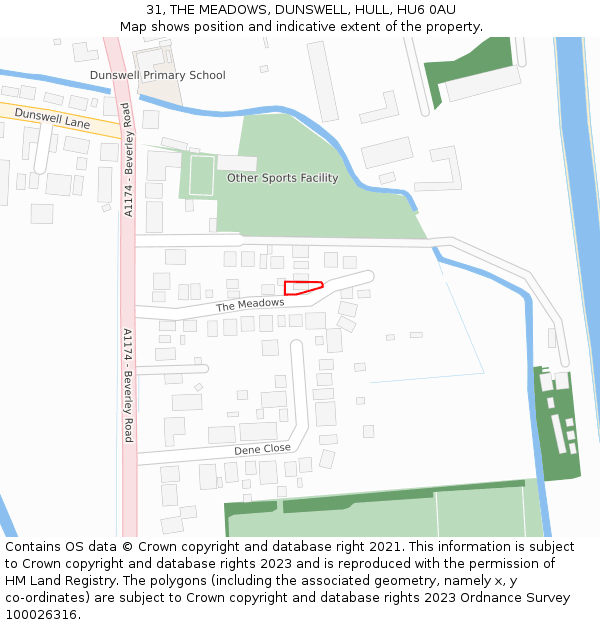 31, THE MEADOWS, DUNSWELL, HULL, HU6 0AU: Location map and indicative extent of plot