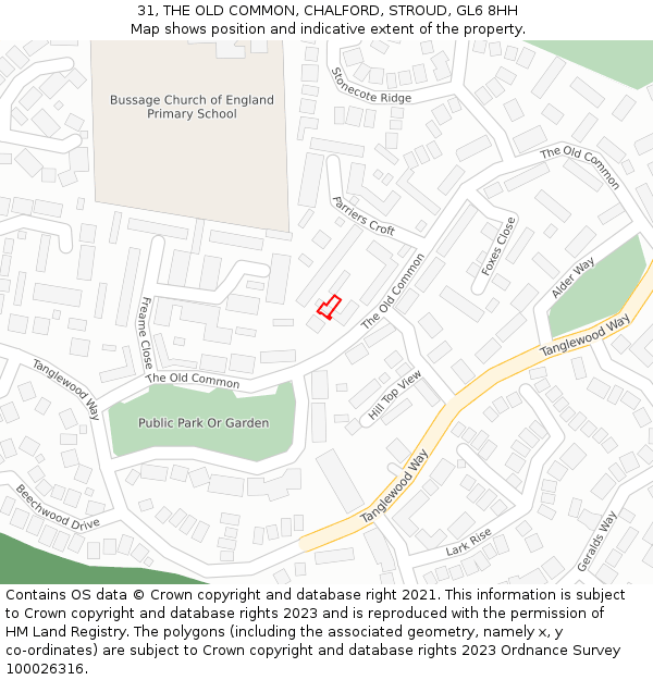 31, THE OLD COMMON, CHALFORD, STROUD, GL6 8HH: Location map and indicative extent of plot