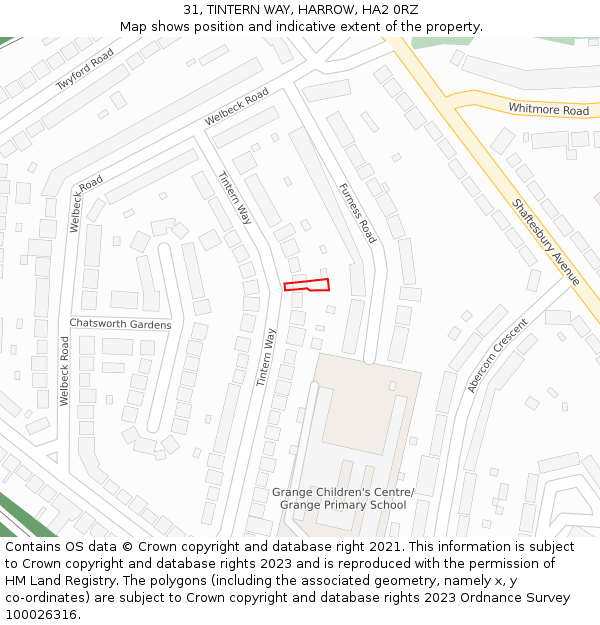 31, TINTERN WAY, HARROW, HA2 0RZ: Location map and indicative extent of plot