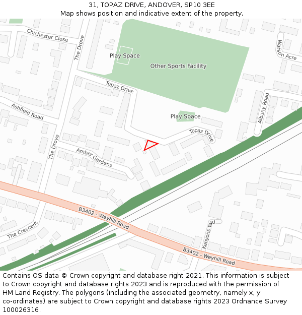 31, TOPAZ DRIVE, ANDOVER, SP10 3EE: Location map and indicative extent of plot