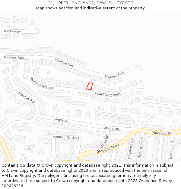 31, UPPER LONGLANDS, DAWLISH, EX7 9DB: Location map and indicative extent of plot