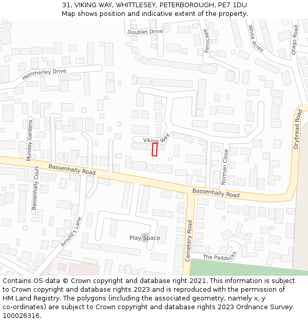 31, VIKING WAY, WHITTLESEY, PETERBOROUGH, PE7 1DU: Location map and indicative extent of plot