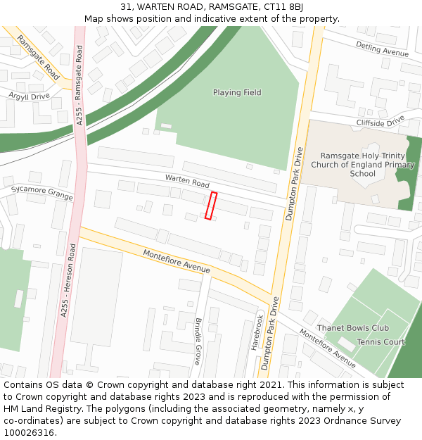 31, WARTEN ROAD, RAMSGATE, CT11 8BJ: Location map and indicative extent of plot