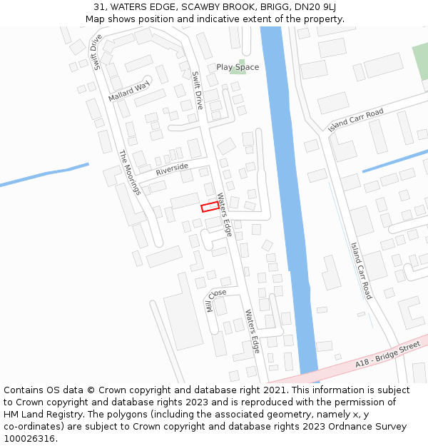 31, WATERS EDGE, SCAWBY BROOK, BRIGG, DN20 9LJ: Location map and indicative extent of plot