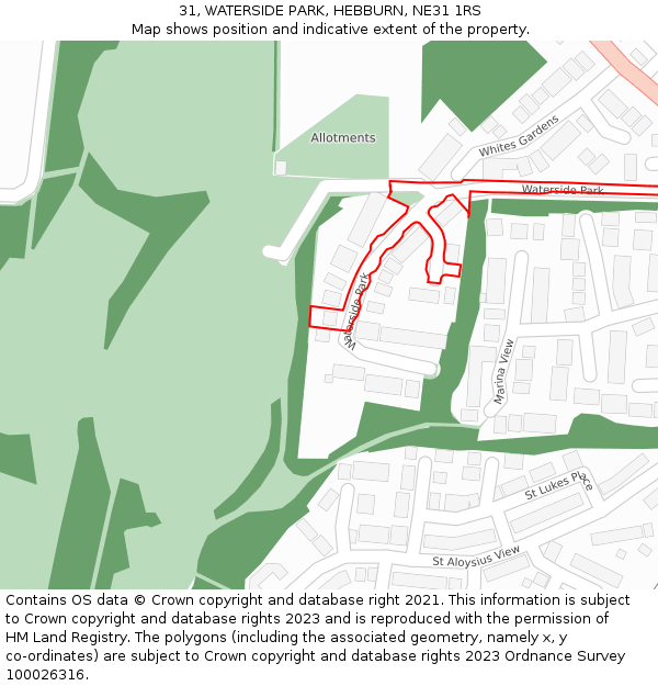 31, WATERSIDE PARK, HEBBURN, NE31 1RS: Location map and indicative extent of plot