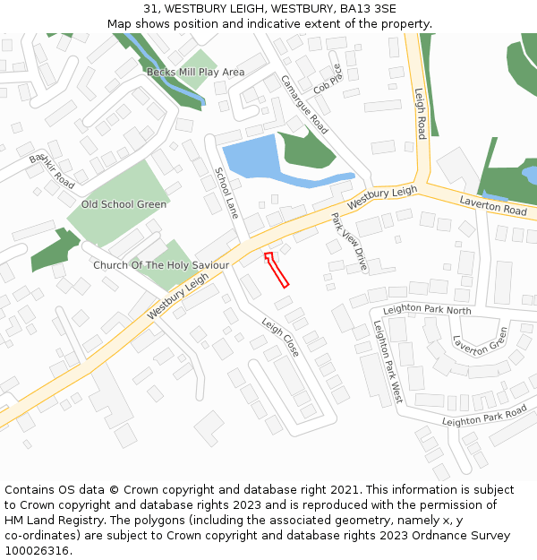 31, WESTBURY LEIGH, WESTBURY, BA13 3SE: Location map and indicative extent of plot