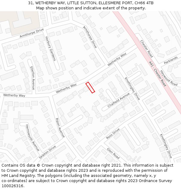 31, WETHERBY WAY, LITTLE SUTTON, ELLESMERE PORT, CH66 4TB: Location map and indicative extent of plot
