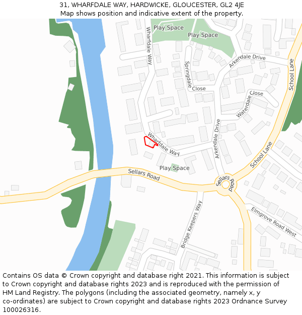 31, WHARFDALE WAY, HARDWICKE, GLOUCESTER, GL2 4JE: Location map and indicative extent of plot
