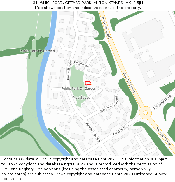 31, WHICHFORD, GIFFARD PARK, MILTON KEYNES, MK14 5JH: Location map and indicative extent of plot