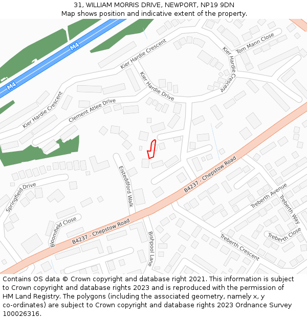 31, WILLIAM MORRIS DRIVE, NEWPORT, NP19 9DN: Location map and indicative extent of plot